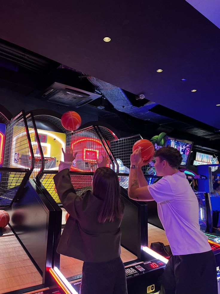 Friends at the arcade
